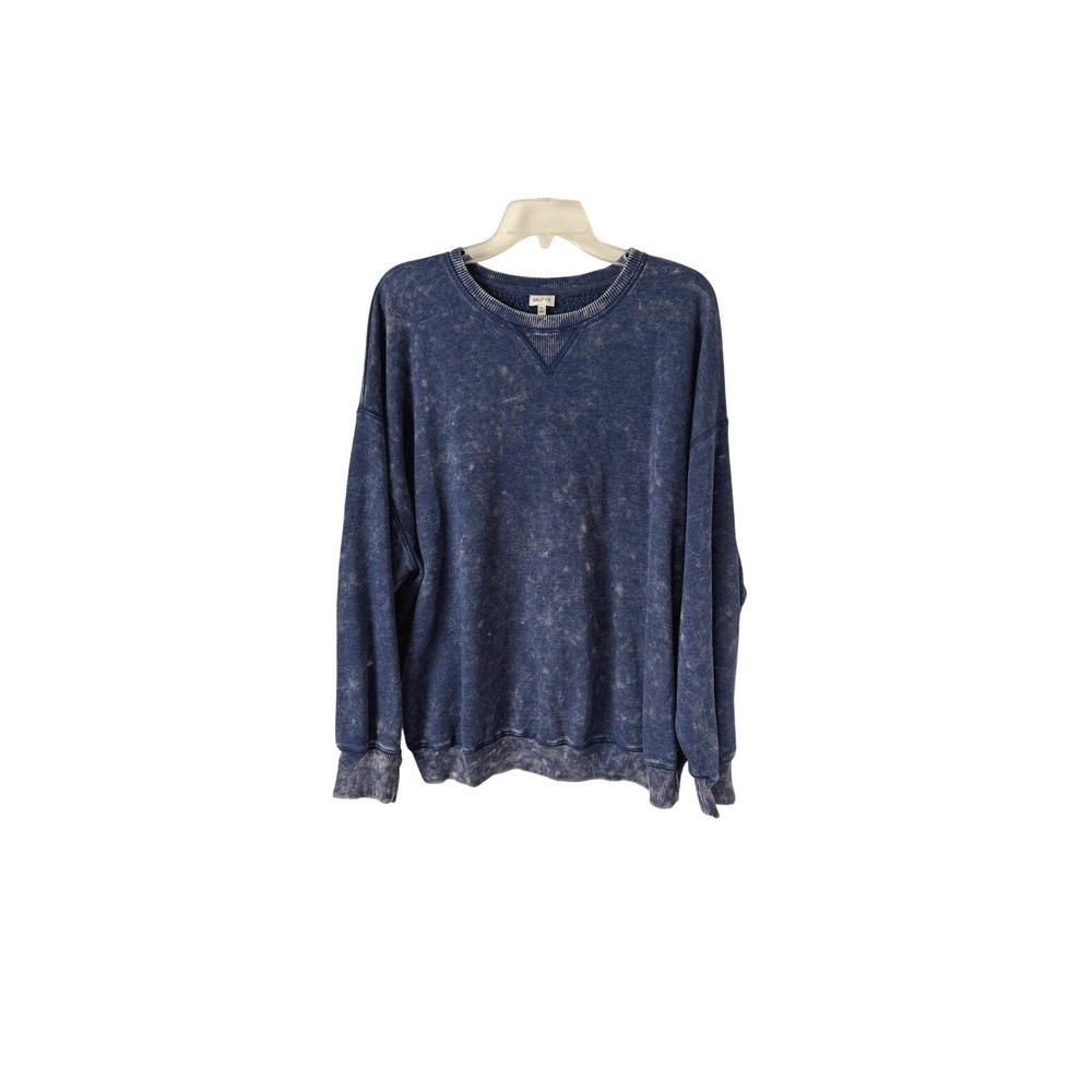 Self E Mineral Washed Distressed Pull Over Sweatshirt Relaxed Fit Loungewear XL